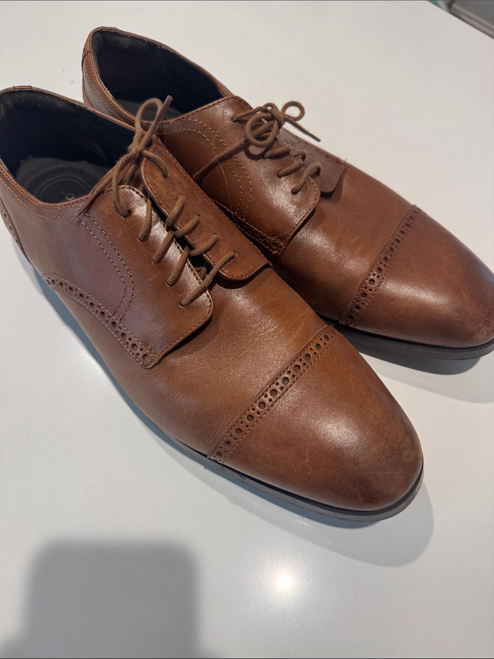 Cole Haan Men's Brown Leather Cap-Toe Derby Oxfords